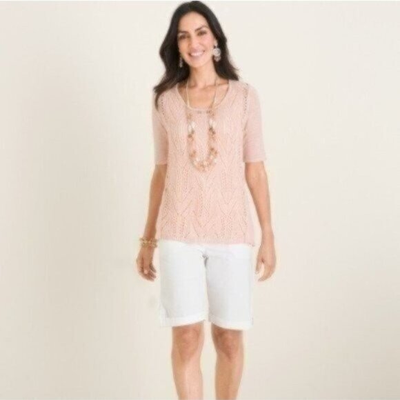 NWOT Chico's Pointelle-Stitch Sweater - Size 4 - Picture 3 of 5